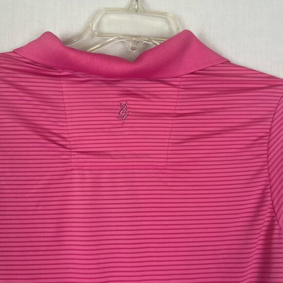Lopez Desert Dry Pink Quarter Zip Striped Light Weight Collared Womens Golf Polo - Picture 5 of 5
